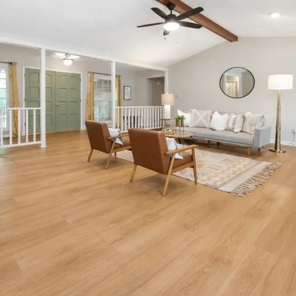 A flooring installation job done by Jim's Flooring in a living room in Canberra.