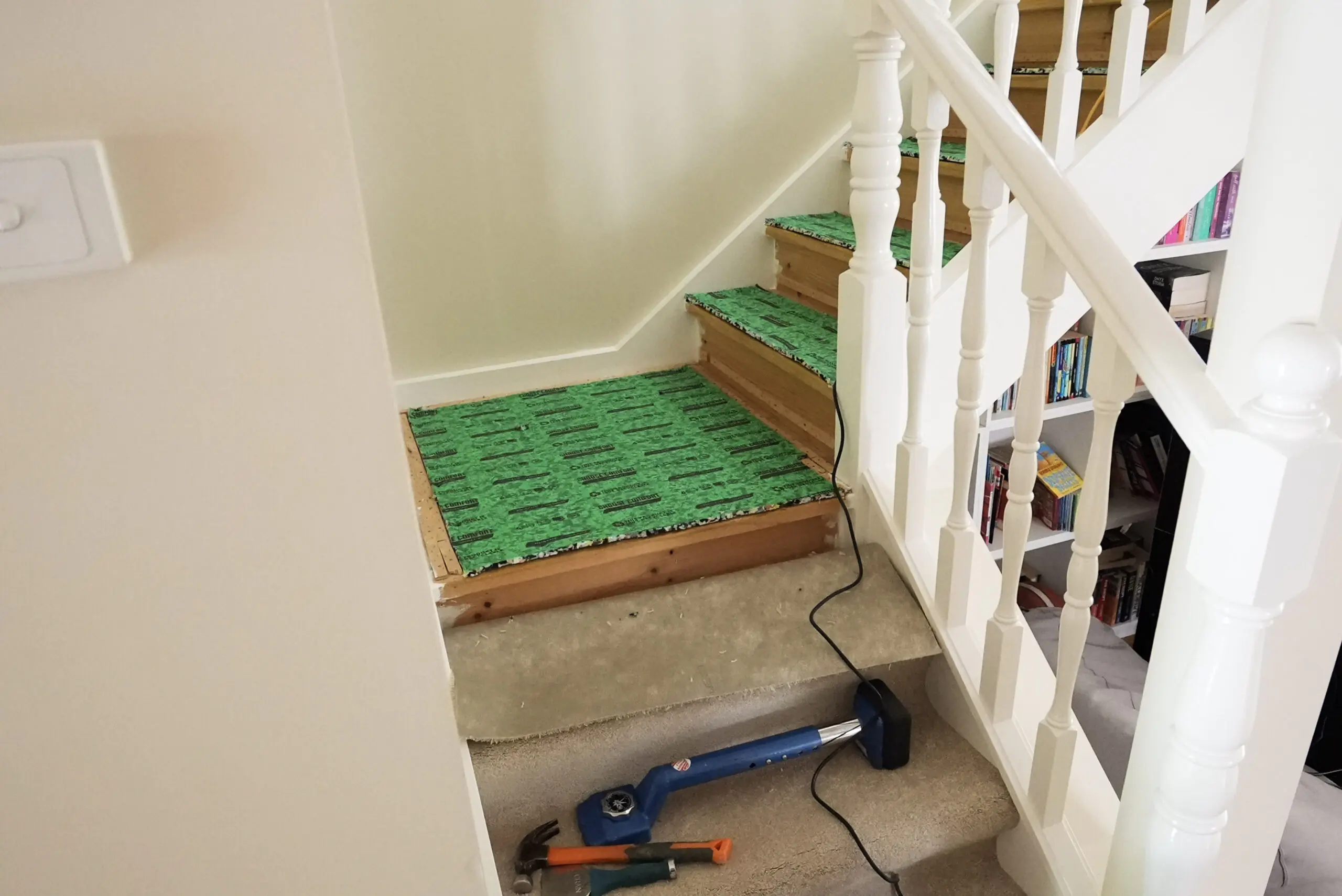 A staircase in Australian Home before the carpet flooring installation.